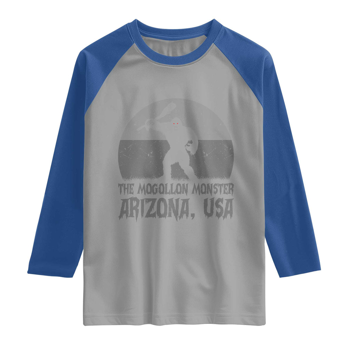 The Mogollon Monster Arizona Bigfoot Raglan Shirt Vintage Cryptid Folklore TS12 Sport Gray Royal Print Your Wear