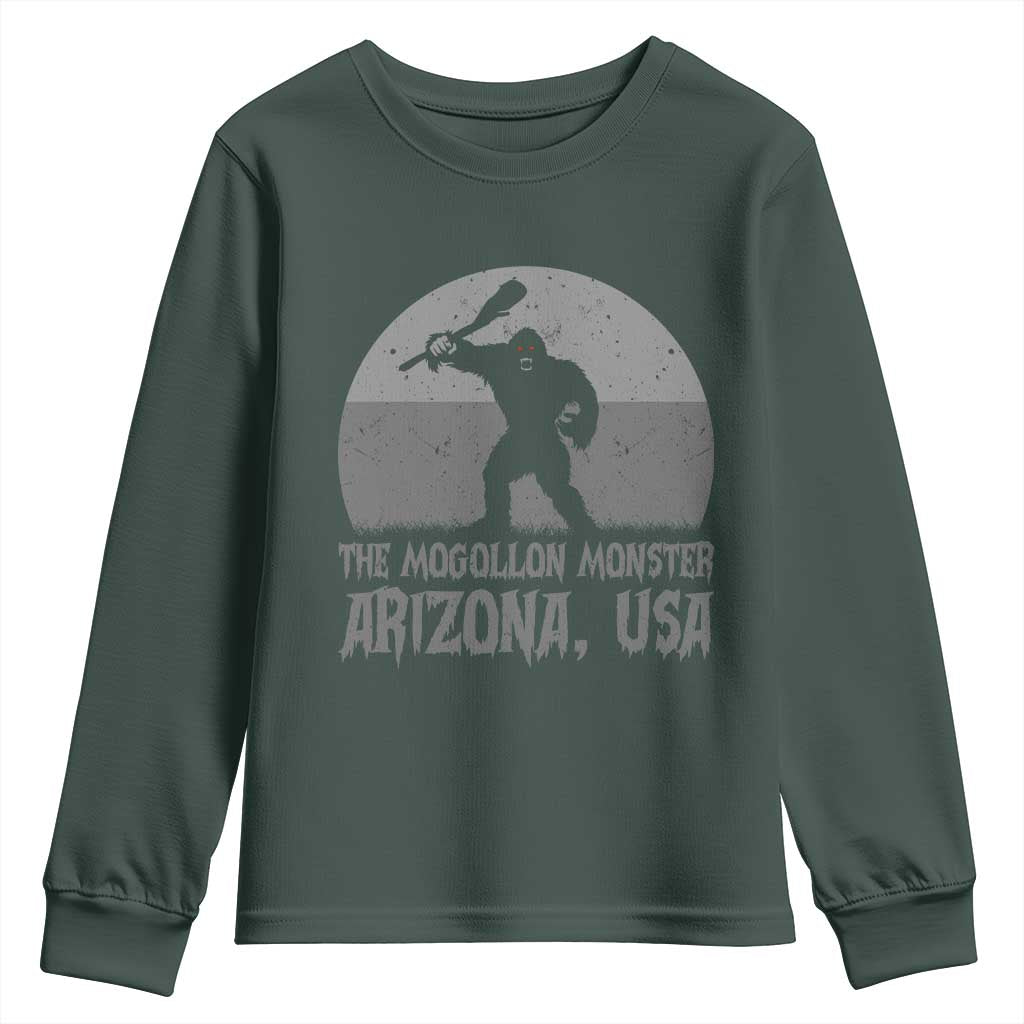 The Mogollon Monster Arizona Bigfoot Youth Sweatshirt Vintage Cryptid Folklore TS12 Dark Forest Green Print Your Wear