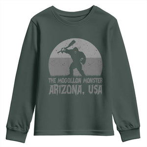 The Mogollon Monster Arizona Bigfoot Youth Sweatshirt Vintage Cryptid Folklore TS12 Dark Forest Green Print Your Wear