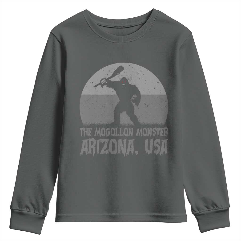The Mogollon Monster Arizona Bigfoot Youth Sweatshirt Vintage Cryptid Folklore TS12 Dark Heather Print Your Wear
