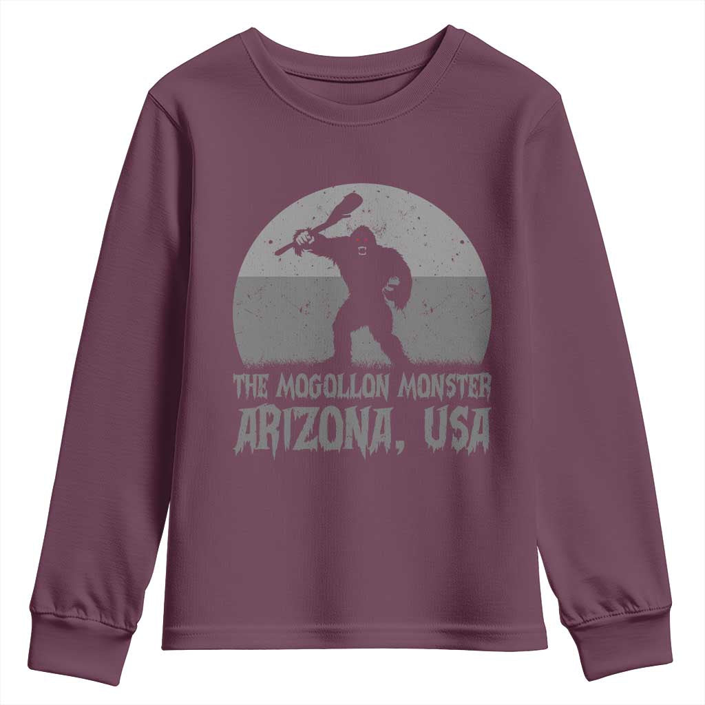 The Mogollon Monster Arizona Bigfoot Youth Sweatshirt Vintage Cryptid Folklore TS12 Maroon Print Your Wear