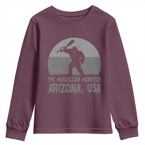 The Mogollon Monster Arizona Bigfoot Youth Sweatshirt Vintage Cryptid Folklore TS12 Maroon Print Your Wear