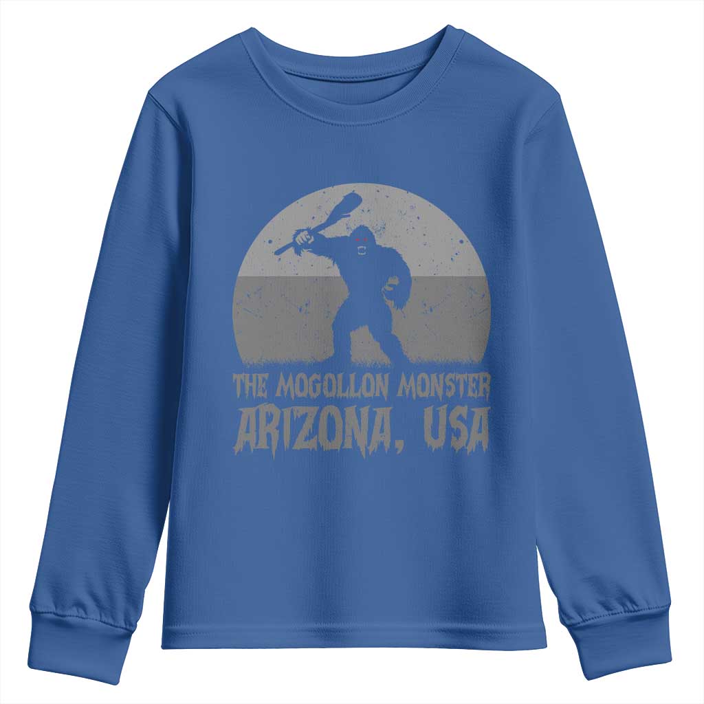 The Mogollon Monster Arizona Bigfoot Youth Sweatshirt Vintage Cryptid Folklore TS12 Royal Blue Print Your Wear