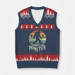 Mysterious Mogollon Monster V-Neck Knit Sweater Vest Arizona Wilderness Enigma TS12 Navy Red Print Your Wear