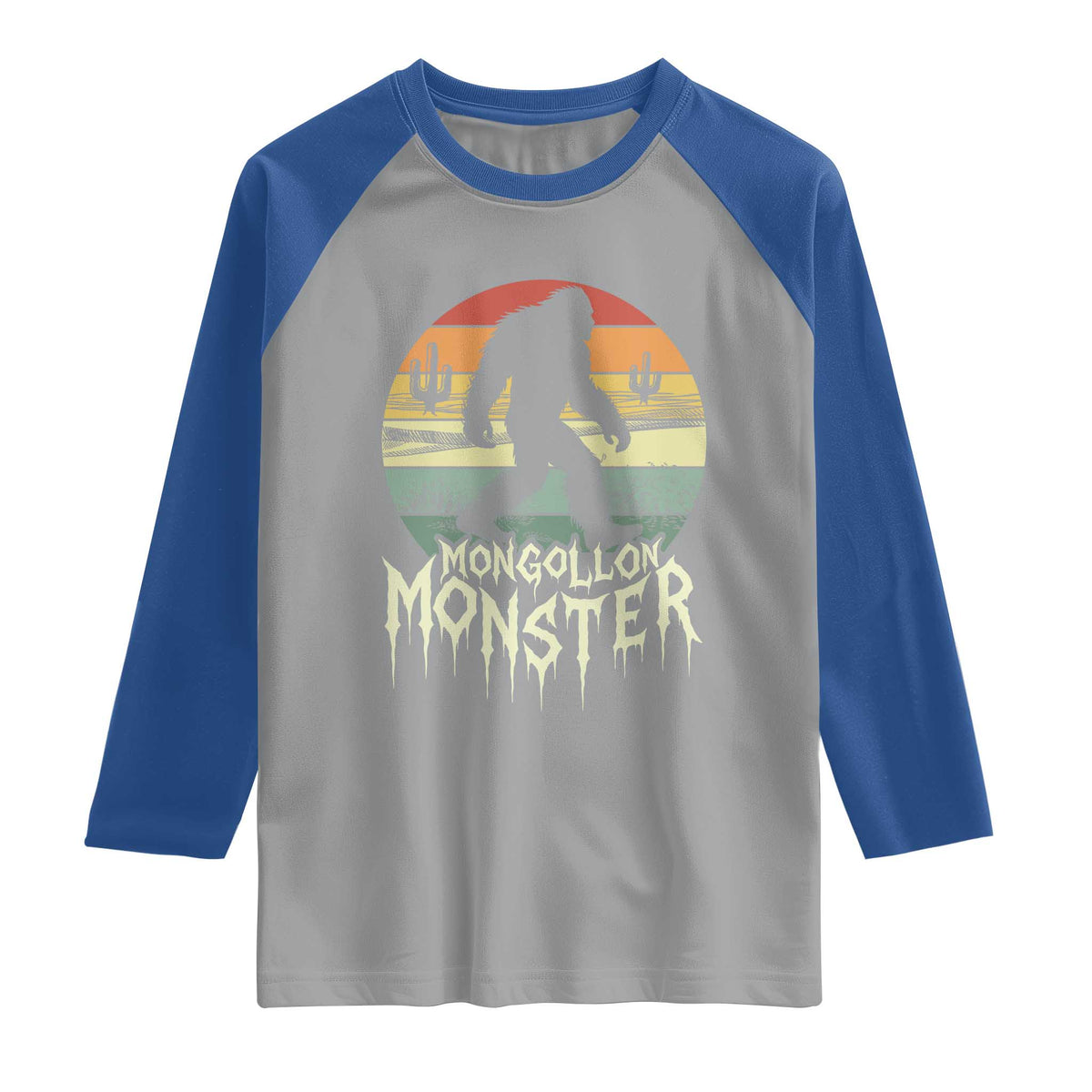 Mysterious Mogollon Monster Raglan Shirt Arizona Wilderness Enigma TS12 Sport Gray Royal Print Your Wear