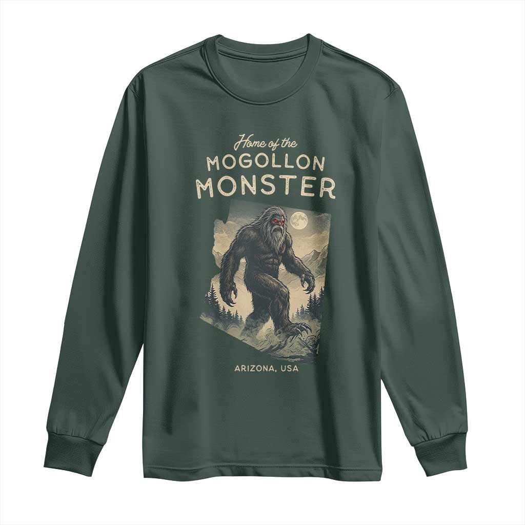 Arizona Cryptid Lover Long Sleeve Shirt Home Of The Mogollon Monster TS12 Dark Forest Green Print Your Wear