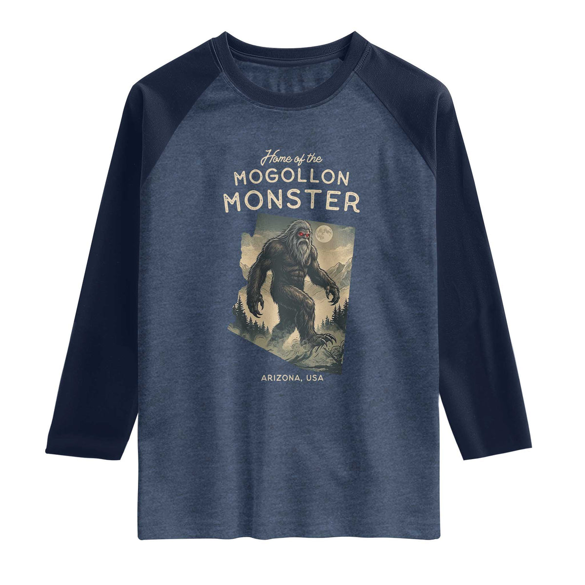 Arizona Cryptid Lover Raglan Shirt Home Of The Mogollon Monster