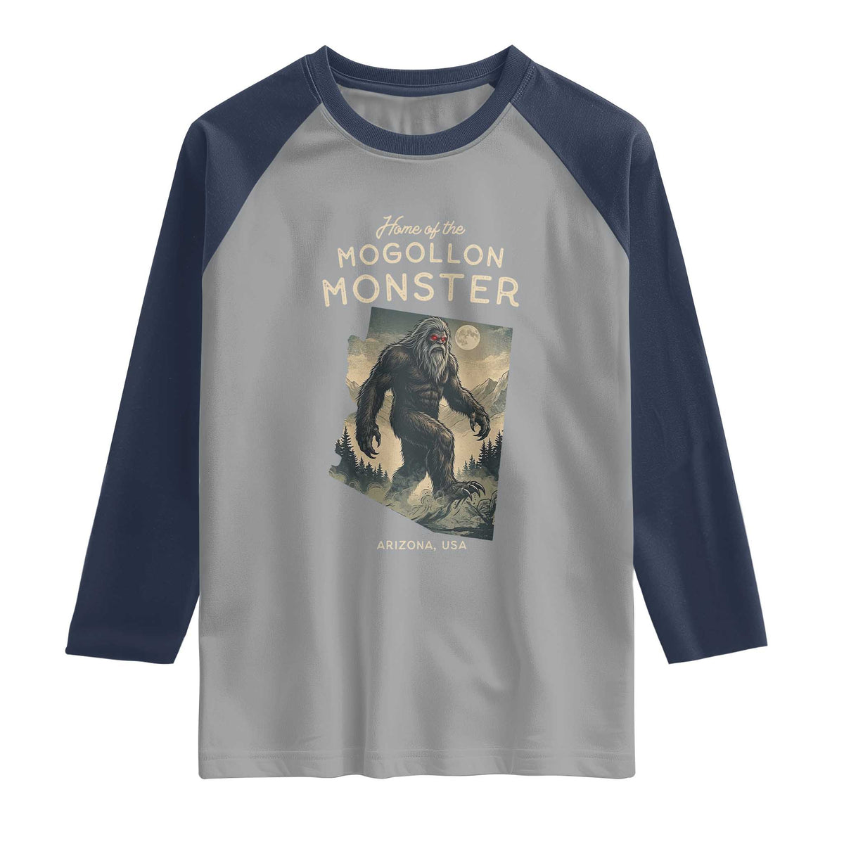 Arizona Cryptid Lover Raglan Shirt Home Of The Mogollon Monster
