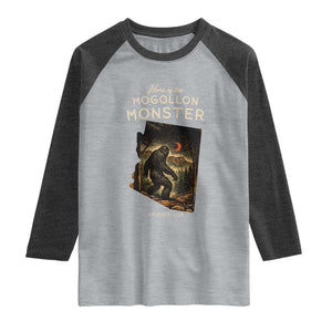 Mogollon Monster Arizona Raglan Shirt Home Of The Cryptid Lover TS12 Heather Gray Heather Charcoal Print Your Wear