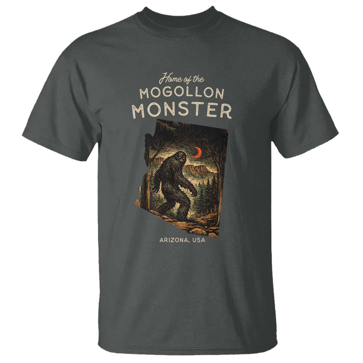 Mogollon Monster Arizona T Shirt Home Of The Cryptid Lover TS12 Dark Heather Print Your Wear