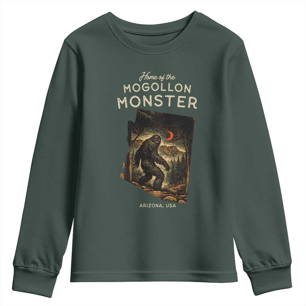 Mogollon Monster Arizona Youth Sweatshirt Home Of The Cryptid Lover TS12 Dark Forest Green Print Your Wear