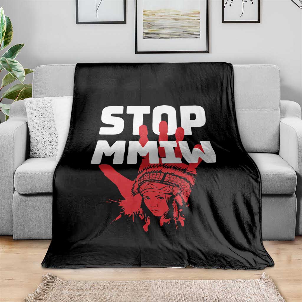 Indigenous Women Awareness Throw Blanket Stop MMIW Red Handprint Graphic TS12 Print Your Wear