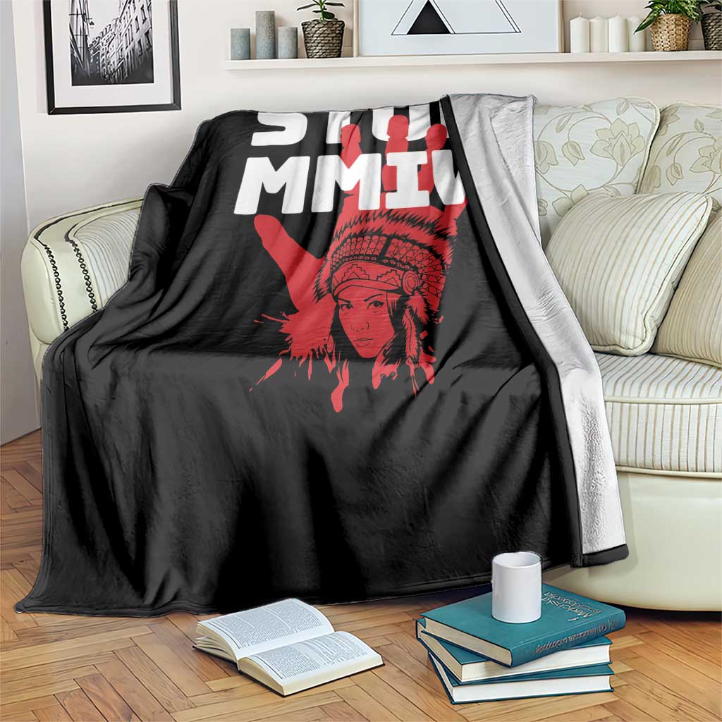 Indigenous Women Awareness Throw Blanket Stop MMIW Red Handprint Graphic TS12 Print Your Wear