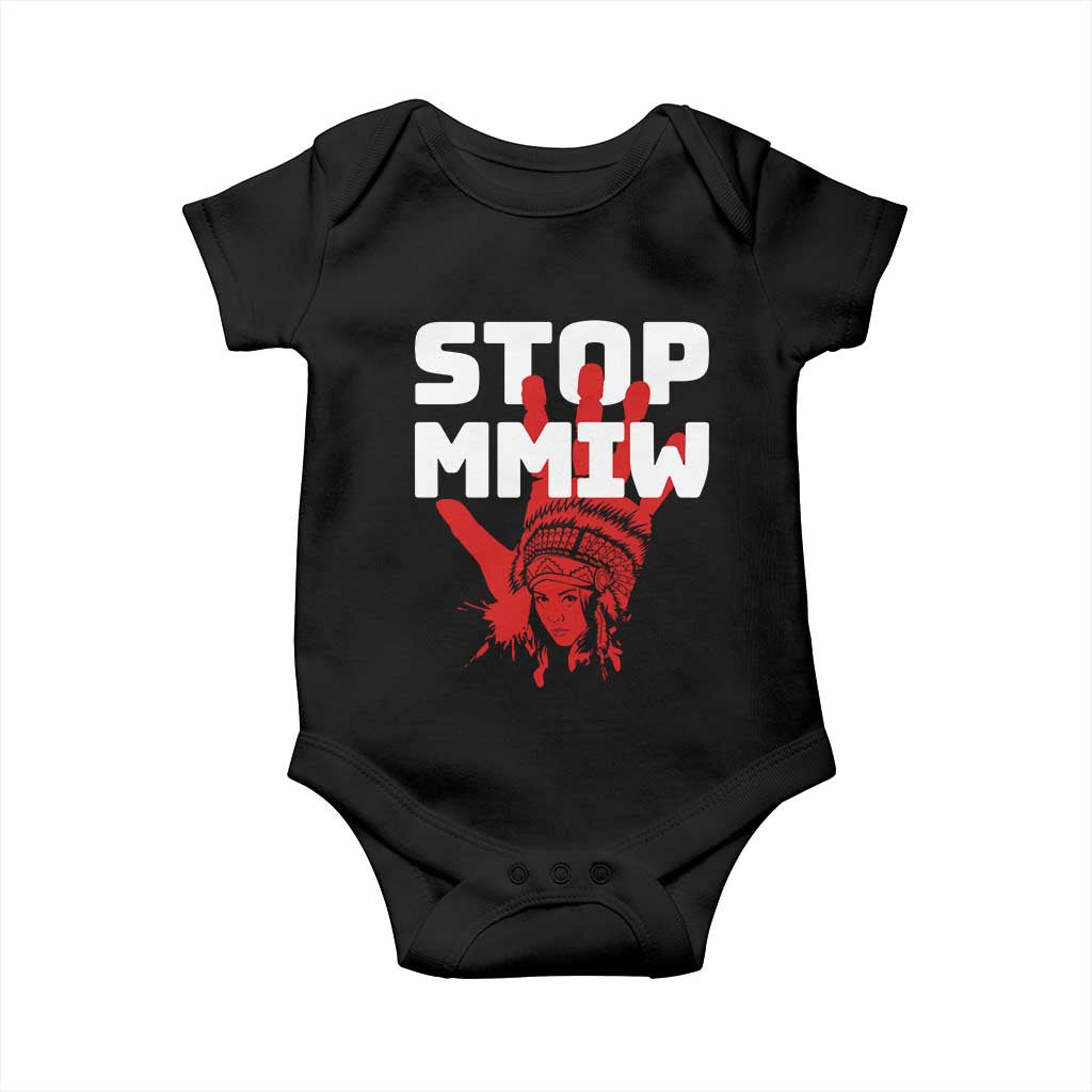 Indigenous Women Awareness Baby Onesie Stop MMIW Red Handprint Graphic TS12 Black Print Your Wear