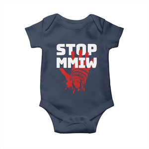 Indigenous Women Awareness Baby Onesie Stop MMIW Red Handprint Graphic TS12 Navy Print Your Wear
