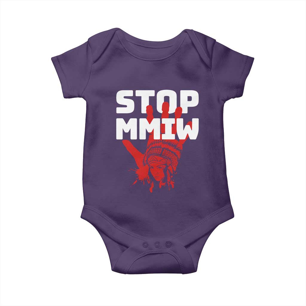 Indigenous Women Awareness Baby Onesie Stop MMIW Red Handprint Graphic TS12 Purple Print Your Wear