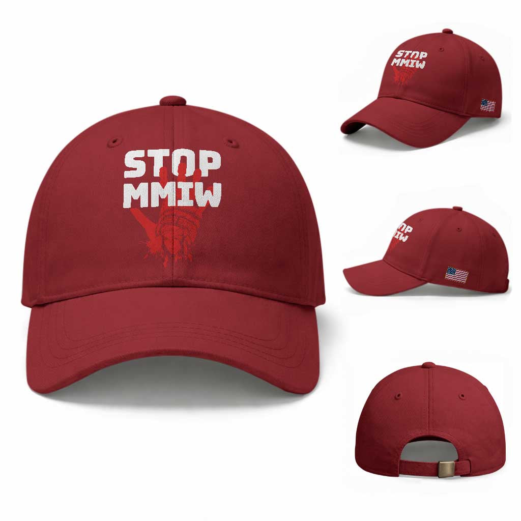 Indigenous Women Awareness Baseball Cap Stop MMIW Red Handprint Graphic TS12 Baseball Cap Universal Fit Cherry Red Print Your Wear