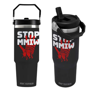 Indigenous Women Awareness Flip Straw Tumbler Stop MMIW Red Handprint Graphic TS12 One Size: 30 oz Black Print Your Wear