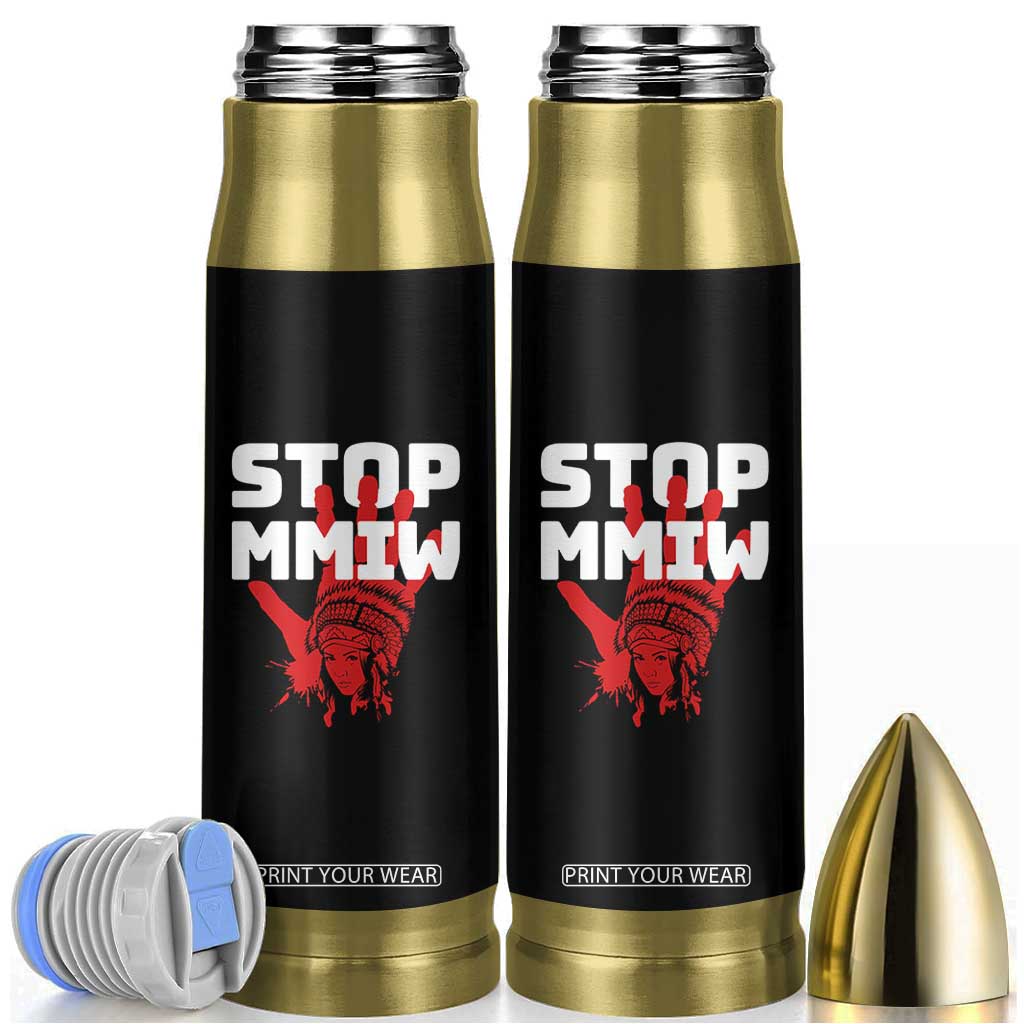 Indigenous Women Awareness Bullet Tumbler Stop MMIW Red Handprint Graphic TS12 Black Print Your Wear