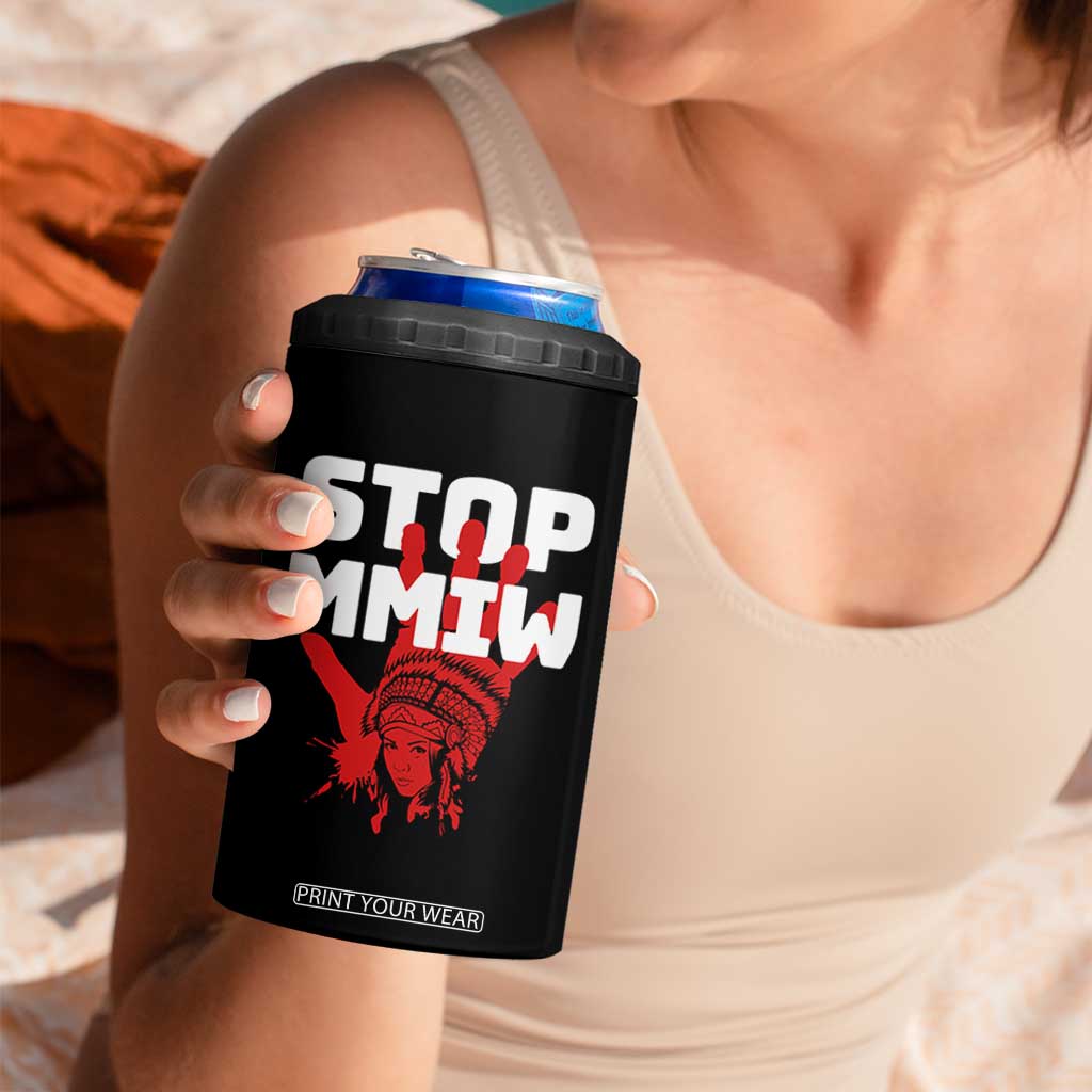 Indigenous Women Awareness 4 in 1 Can Cooler Tumbler Stop MMIW Red Handprint Graphic TS12 Print Your Wear