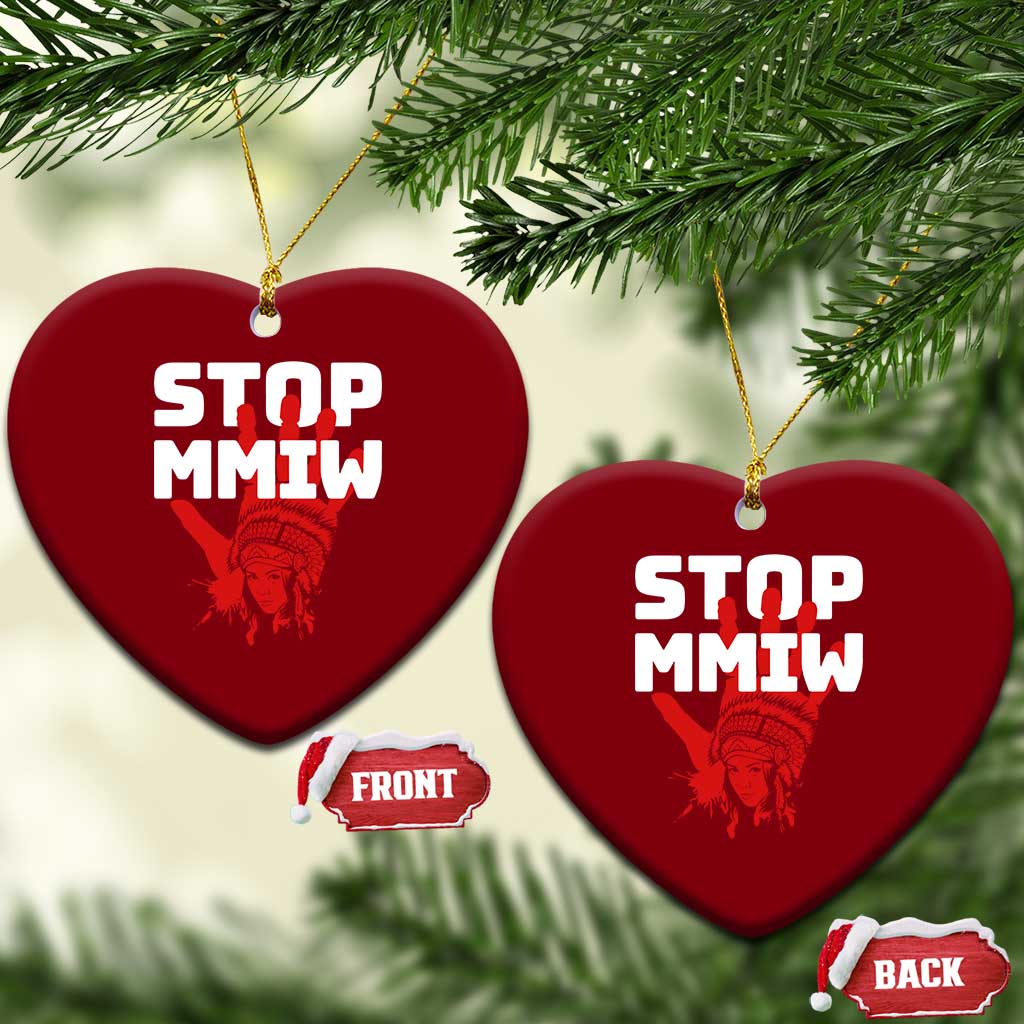 Indigenous Women Awareness Ceramic Ornament Stop MMIW Red Handprint Graphic TS12 Print Your Wear