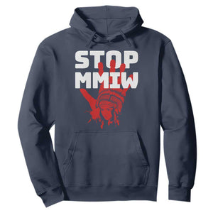 Indigenous Women Awareness Hoodie Stop MMIW Red Handprint Graphic TS12 Navy Print Your Wear