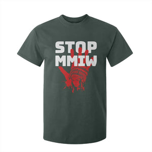 Indigenous Women Awareness T Shirt For Kid Stop MMIW Red Handprint Graphic TS12 Dark Forest Green Print Your Wear