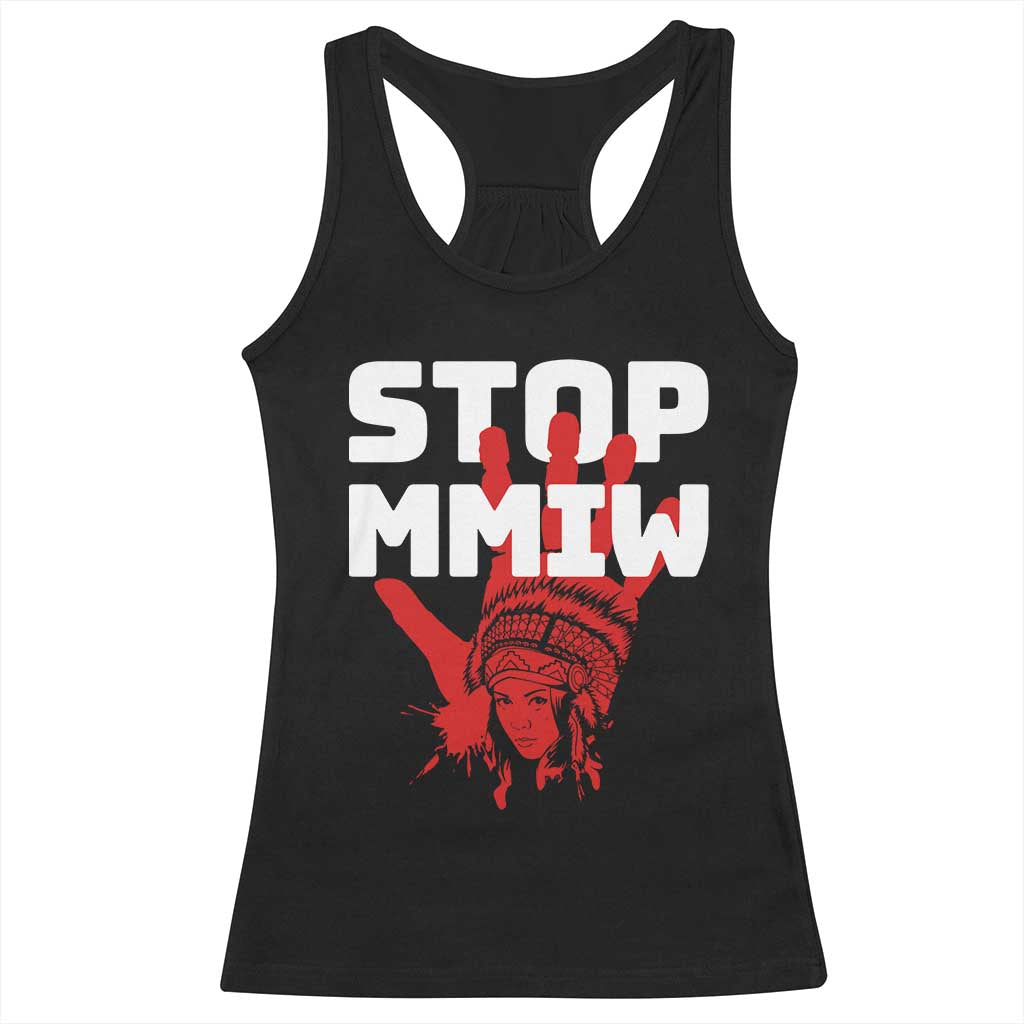 Indigenous Women Awareness Racerback Tank Top Stop MMIW Red Handprint Graphic TS12 Black Print Your Wear