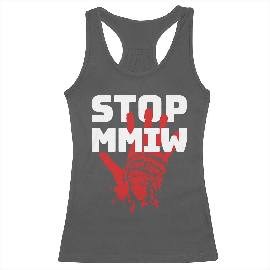 Indigenous Women Awareness Racerback Tank Top Stop MMIW Red Handprint Graphic TS12 Dark Heather Print Your Wear