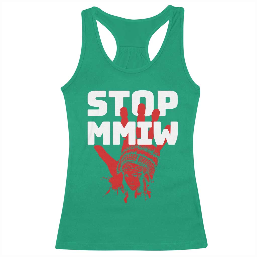 Indigenous Women Awareness Racerback Tank Top Stop MMIW Red Handprint Graphic TS12 Irish Green Print Your Wear