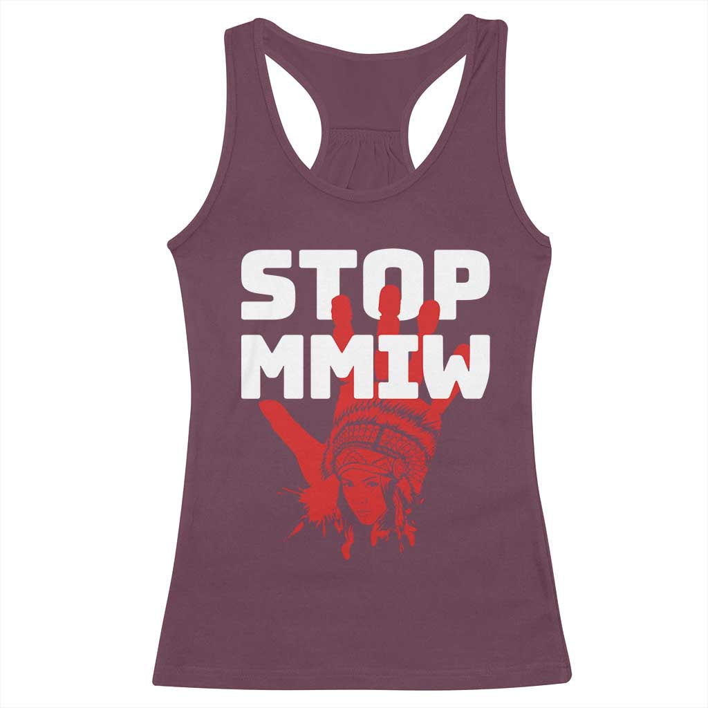 Indigenous Women Awareness Racerback Tank Top Stop MMIW Red Handprint Graphic TS12 Maroon Print Your Wear