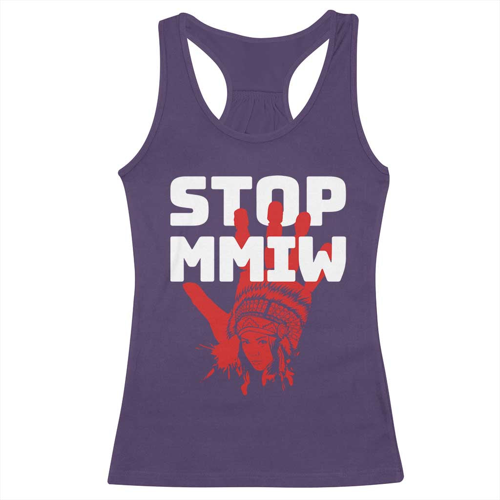 Indigenous Women Awareness Racerback Tank Top Stop MMIW Red Handprint Graphic TS12 Purple Print Your Wear