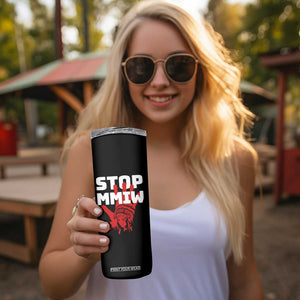 Indigenous Women Awareness Skinny Tumbler Stop MMIW Red Handprint Graphic TS12 Print Your Wear