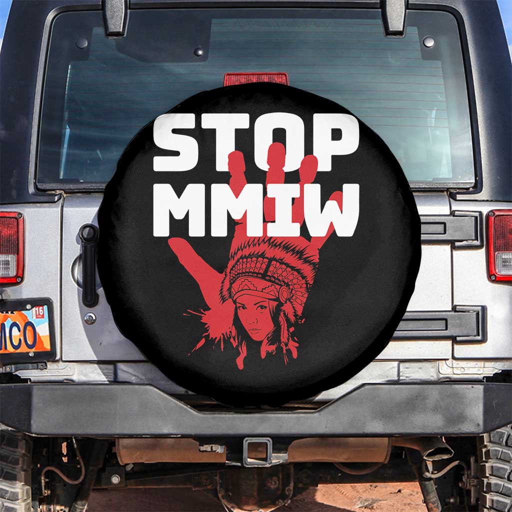 Indigenous Women Awareness Spare Tire Cover Stop MMIW Red Handprint Graphic TS12 No hole Black Print Your Wear