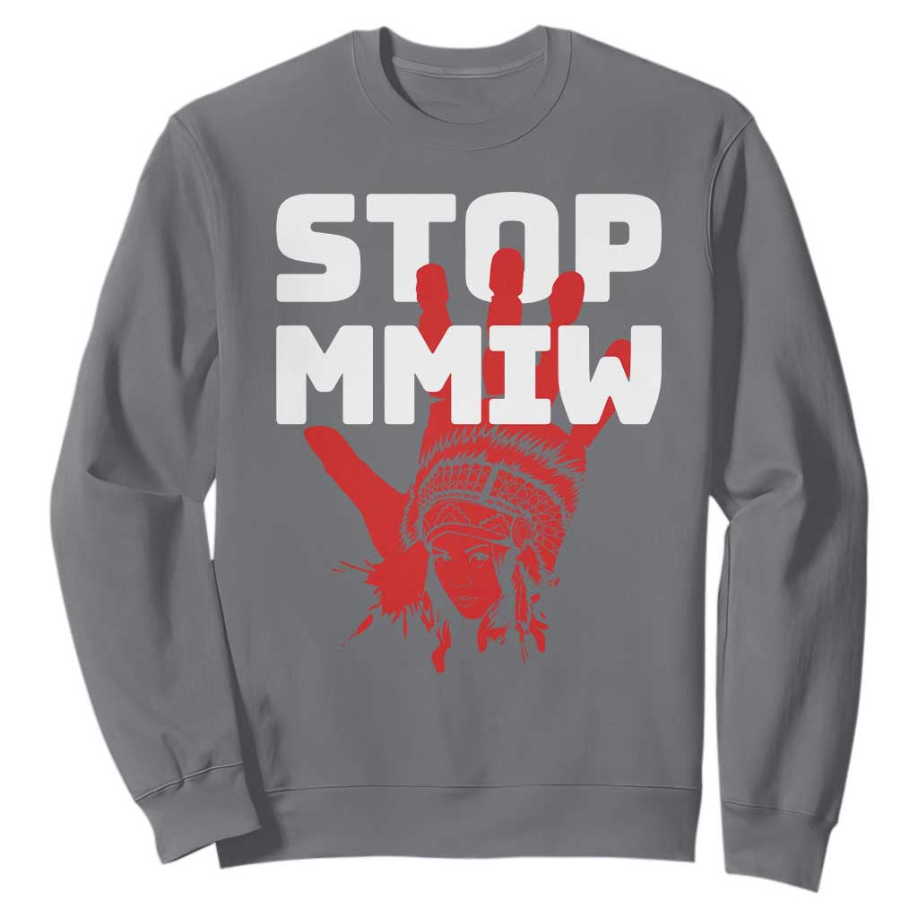Indigenous Women Awareness Sweatshirt Stop MMIW Red Handprint Graphic TS12 Charcoal Print Your Wear