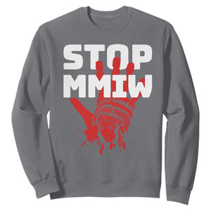 Indigenous Women Awareness Sweatshirt Stop MMIW Red Handprint Graphic TS12 Charcoal Print Your Wear