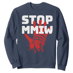 Indigenous Women Awareness Sweatshirt Stop MMIW Red Handprint Graphic TS12 Navy Print Your Wear
