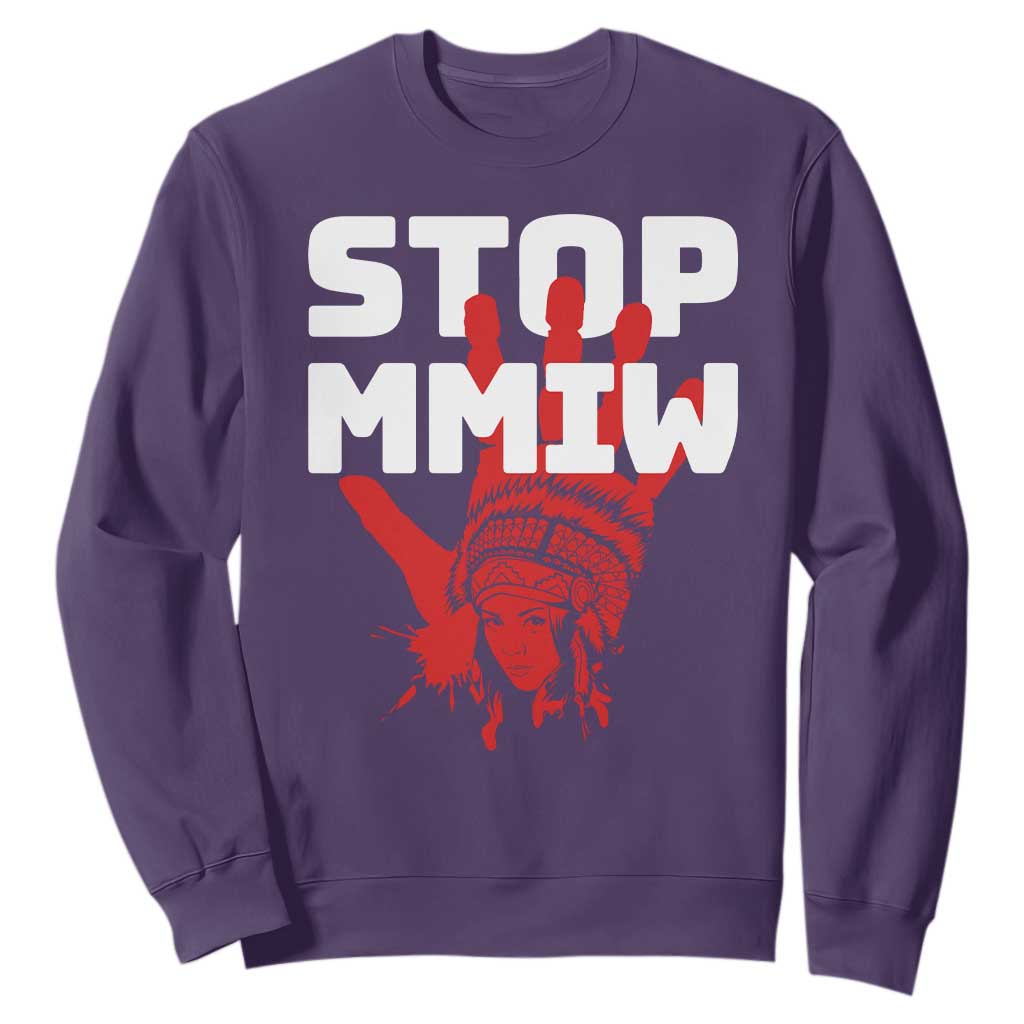Indigenous Women Awareness Sweatshirt Stop MMIW Red Handprint Graphic TS12 Purple Print Your Wear
