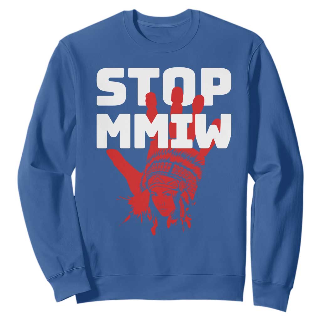 Indigenous Women Awareness Sweatshirt Stop MMIW Red Handprint Graphic TS12 Royal Blue Print Your Wear