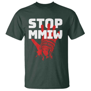 Indigenous Women Awareness T Shirt Stop MMIW Red Handprint Graphic TS12 Dark Forest Green Print Your Wear