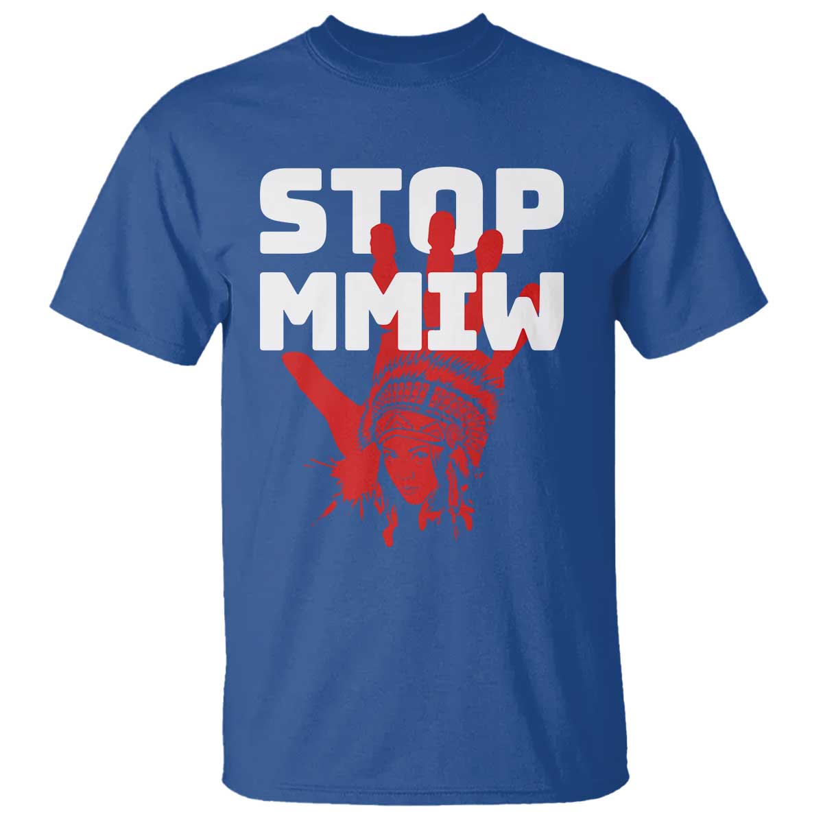 Indigenous Women Awareness T Shirt Stop MMIW Red Handprint Graphic TS12 Royal Blue Print Your Wear