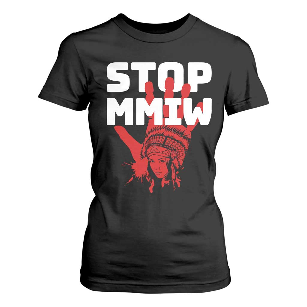 Indigenous Women Awareness T Shirt For Women Stop MMIW Red Handprint Graphic TS12 Black Print Your Wear