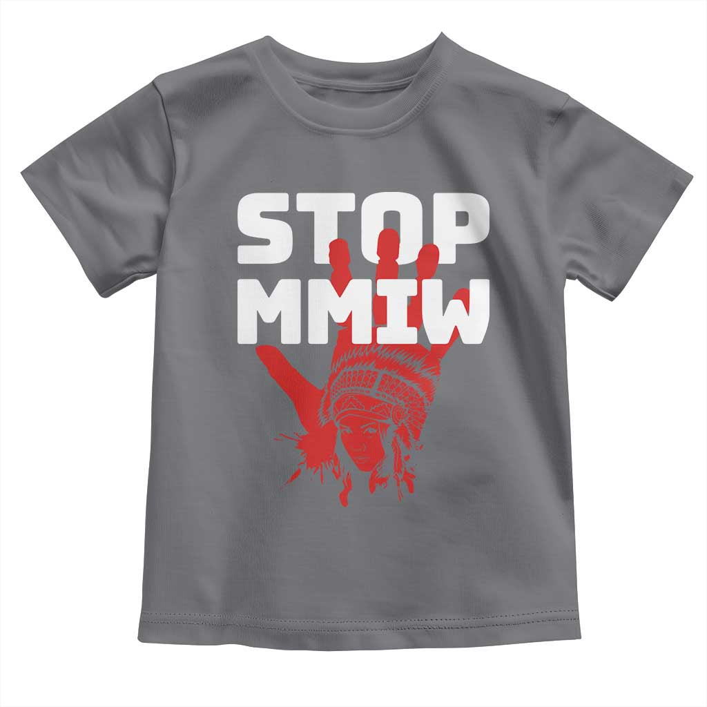 Indigenous Women Awareness Toddler T Shirt Stop MMIW Red Handprint Graphic TS12 Charcoal Print Your Wear