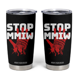 Indigenous Women Awareness Tumbler Cup Stop MMIW Red Handprint Graphic TS12 Black Print Your Wear
