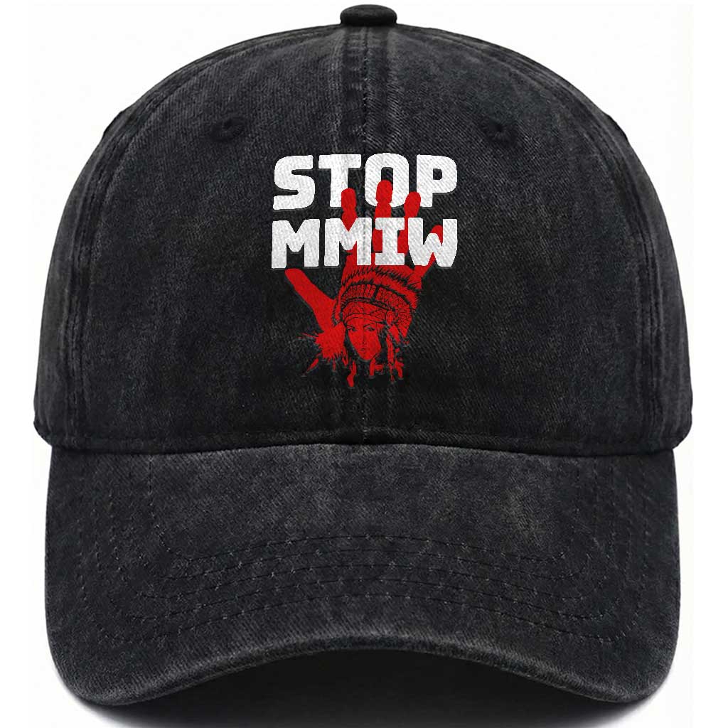 Indigenous Women Awareness Washed Cotton Baseball Cap Stop MMIW Red Handprint Graphic TS12 Print Your Wear