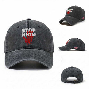 Indigenous Women Awareness Washed Cotton Baseball Cap Stop MMIW Red Handprint Graphic TS12 Washed Cap Universal Fit Dark Gray Print Your Wear