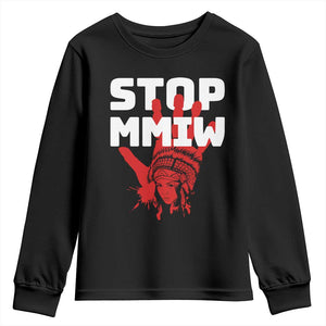 Indigenous Women Awareness Youth Sweatshirt Stop MMIW Red Handprint Graphic TS12 Black Print Your Wear