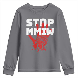 Indigenous Women Awareness Youth Sweatshirt Stop MMIW Red Handprint Graphic TS12 Charcoal Print Your Wear