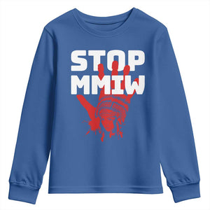 Indigenous Women Awareness Youth Sweatshirt Stop MMIW Red Handprint Graphic TS12 Royal Blue Print Your Wear