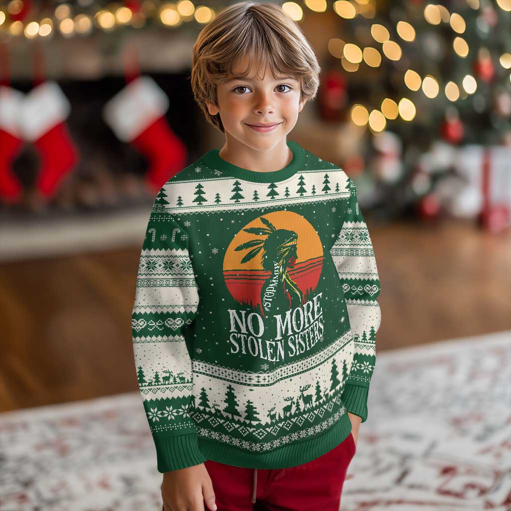MMIW Awareness Ugly Christmas Sweater No More Stolen Sisters Native American Gift TS12 Forest Green Beige Print Your Wear